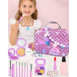 Leksakssminkset för flickor, sjöjungfruhandväska, leksakspresent, lämplig för flickleksaker 3-6 år, inte riktigt smink><noscript><img width=
