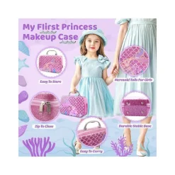 Leksakssminkset för flickor, sjöjungfruhandväska, leksakspresent, lämplig för flickleksaker 3-6 år, inte riktigt smink><noscript><img width=