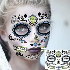 FMYSJ Levande Dödskalle Ansikts Tatueringar - Hållbara, Vattentäta och Återanvändbara för Vuxna - Perfekt för Halloween, Dia de los Muertos (FMY) 4 Sheets In One Package | Fyndiq><noscript><img width=