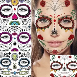FMYSJ Levande Dödskalle Ansikts Tatueringar - Hållbara, Vattentäta och Återanvändbara för Vuxna - Perfekt för Halloween, Dia de los Muertos (FMY) 4 Sheets In One Package | Fyndiq><noscript><img width=