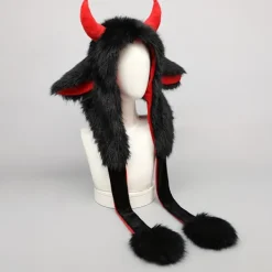 FMYSJ Älg Horn Vintermössa - Plysch Varm Fuskpäls Älgmössa för Jul- och Mardi Gras-kostymer, Polyester och Spandex, Inga Fjädrar, Kreativ (FMY) Elk Hat> Huvudbonader