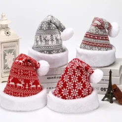 JIUSAIRUI älgmössa vinterförtjockad stickad julmössa för vuxna snowflake> Huvudbonader