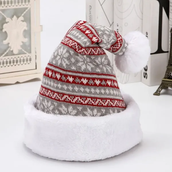 JIUSAIRUI älgmössa vinterförtjockad stickad julmössa för vuxna snowflake> Huvudbonader