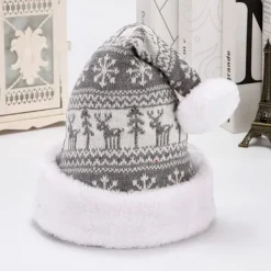 JIUSAIRUI älgmössa vinterförtjockad stickad julmössa för vuxna snowflake><noscript><img width=