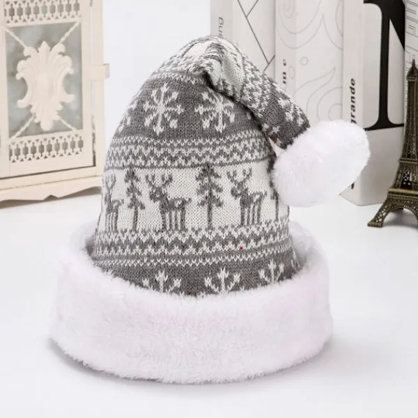 JIUSAIRUI älgmössa vinterförtjockad stickad julmössa för vuxna snowflake> Huvudbonader