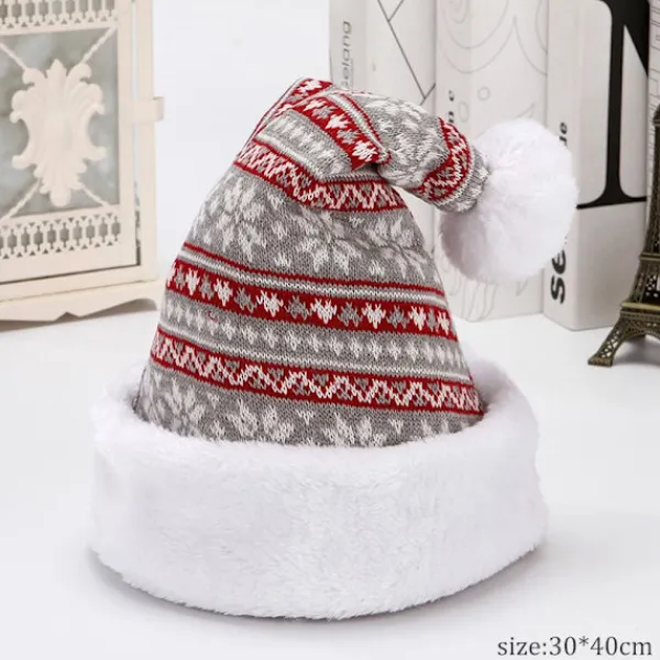 JIUSAIRUI älgmössa vinterförtjockad stickad julmössa för vuxna snowflake> Huvudbonader