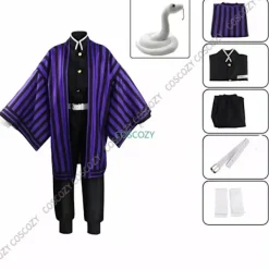 Lila/Svart Iguro Obanai Cosplay Anime Demon Ghost Killer Iguro Obanai Haori Kimono Cosplay Kostym Vit Orm Dockset Barn 110cm-FA- A2 and snake doll | Fyndiq> Dräkter