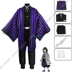 Lila/Svart Iguro Obanai Cosplay Anime Demon Ghost Killer Iguro Obanai Haori Kimono Cosplay Kostym Vit Orm Dockset Barn 110cm-FA- A2 and snake doll | Fyndiq><noscript><img width=