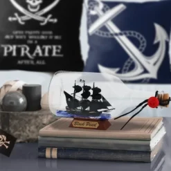 Liten svart pärla (12cm) Black Pearl Pirates Of The Caribbean Flaskskepp Glas Driftflaska Önskeflaska Kreativt hantverk Present Liten prydnad><noscript><img width=