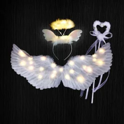 Ljus upp ängelvingar Ängelvingar och glorior med LED-lampor 80*40cm> Tillbehör