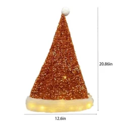 Ljusande Tomteluva - Tomteluva - Vuxen Julhatt - Unisex Sammet Klassisk Tomteluva för Jul Nyår><noscript><img width=