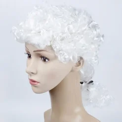 Lång Cosplay Advokatperuk för Barn, Vuxna, Lockig Gentlemanperuk Vit Gentleman Advokatperuk för Halloweenfest Utklädning><noscript><img width=