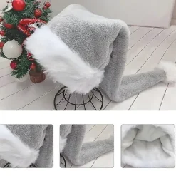 Lång Julhatt Plysch Tomtehatt Julfesthatt Julfestdekor Rosa Double layer> Huvudbonader