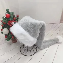 Lång Julhatt Plysch Tomtehatt Julfesthatt Julfestdekor Rosa Double layer><noscript><img width=