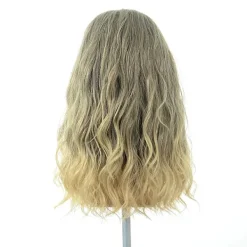 Lång Lockig Blond Brun Herrperuk med Mustasch Halloween><noscript><img width=