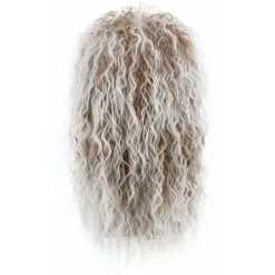 Lång lockig brun gradient vit peruk för män och kvinnor 70-tal 80-tal Rocker Mullet Par><noscript><img width=