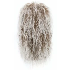 Lång lockig brun hårfärgad vit peruk kompatibel med män och kvinnor 70-tal 80-tal Rocker Mullet Party Rolig peruk Kostymperuk【pl】><noscript><img width=