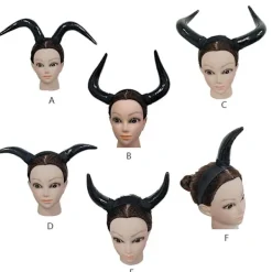 Lång oxhorn huvudbonad cosplay horn pannband festtillbehör för Halloween><noscript><img width=