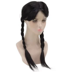 Lång Svart Flätad Peruk för Barn Tonåringar Vuxna Cosplay Halloweenfest 0.2> Peruker