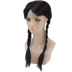 Lång Svart Flätad Peruk för Barn Tonåringar Vuxna Cosplay Halloweenfest 0.2><noscript><img width=