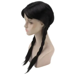 Lång Svart Flätad Peruk för Barn Tonåringar Vuxna Cosplay Halloweenfest 0.2><noscript><img width=