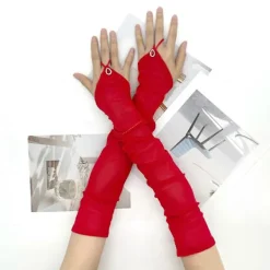 Långa fingerlösa armärmar för kvinnor, vintage 1920-tals kostymrekvisita, handskar för bröllop och kvällsevenemang, flapper utklädningskläder, vita utan diamant | Fyndiq><noscript><img width=