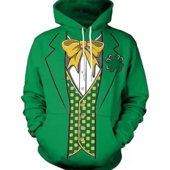 Långärmad hoodie för män Halloween Rolig Rund Hals Tröja med Känguruficka Jul Flerfärgad 3D-tryck Tröja Storlek> Dräkter