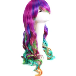 Långt lockigt Anime Cosplay Peruk Långt Peruk med Lugg Lockigt Peruk med Lugg Lila Peruker> Peruker