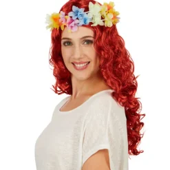 tectake Lockig Peruk Hawaii med blomband><noscript><img width=
