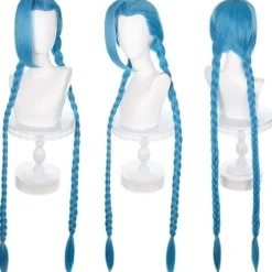 LOL Jinx Cosplay Peruk Blå Lång Peruk 120cm Y - Perfekt> Peruker