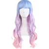 Lolita Cosplay Multicolor Wavy Party Peruk (Ljusblå/Ljuslila/Rosa)> Peruker