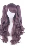 FMYSJ Lolita Lång Lockig Clip-On Hästsvans Cosplay Peruk, Dubbel Hästsvans Tiger Clip Lång Lockig Peruk (grå Lila), wz-1341 (FMY)> Peruker
