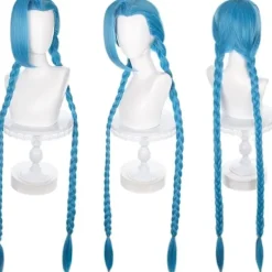 LOL-karaktär Jinx Cosplay-peruk Blå Lång Peruk 120cm Y - Perfekt> Peruker
