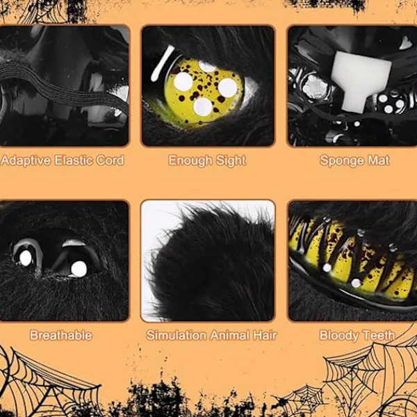 Läskig Björnmask, Krypande Masker för Vuxna och Barn, Skräck Teddybjörnsmask, Plysch Blodig Björnmask, för Fest Karneval Cosplay> Masker