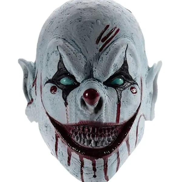 Läskig Clown Mask Skräck Leende Mördare Flintskallig Demoner Helhuvud Latex Mask Blodiga Djävular Halloween Cosplay Kostym Tillbehör> Masker