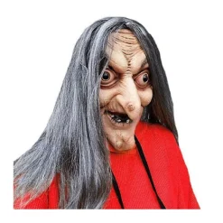 Läskig Gammal Häxmask i Latex med Hår Halloween Grimasch Party Kostym Cosplay Masker Rekvisita><noscript><img width=