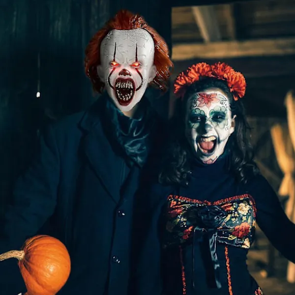 Läskig It Pennywise Krypande Clown Mask, Cosplay & Dekoration Halloween Party Prop Lysande Glowing> Masker