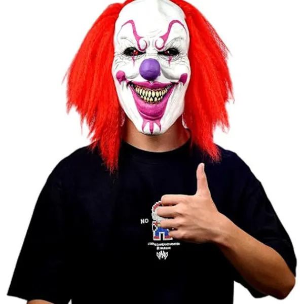 Läskig Ond Mördare Joker Clown Latex Mask Halloween Horror Cosplay Kostym Rekvisita För Vuxna Hela Huvudet> Masker