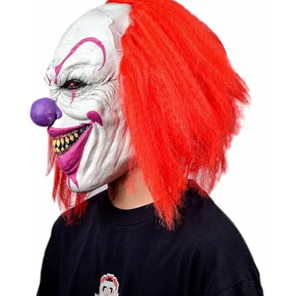 Läskig Ond Mördare Joker Clown Latex Mask Halloween Horror Cosplay Kostym Rekvisita För Vuxna Hela Huvudet> Masker