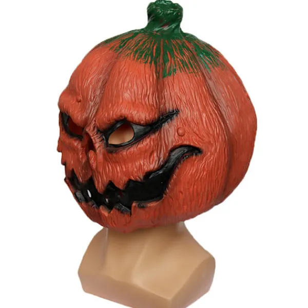 Läskig pumpa latexmask, helmask, fågelskrämma, dekoration, halloweenkostym, fest-FA8-> Masker