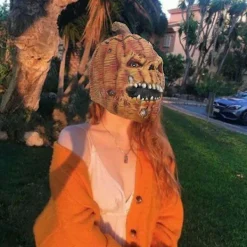 LAIQIANKUI Läskig Pumpa Mask Latex Helansiktsöverdrag Kostym Rekvisita För Halloween> Masker