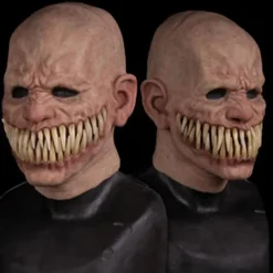 FMYSJ Läskig Realistisk Emulsions Halloween Huvudbonad Spetsiga Tänder Delad Mun Horror Ansiktsöverdrag för Hem (FMY) 1><noscript><img width=