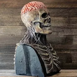 Läskig Skalle Mask, Latex Skalle Mask, Halloween Mask för Vuxna Som Är Extremt Oroliga Med Avtagbara Käkar, Rollspel><noscript><img width=