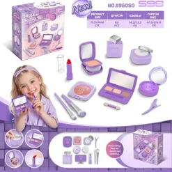 Låtsassmink för barn, sminkset för flickor, kladdfritt med förvaringslåda (kladdfritt, ingen vätska)> Smink