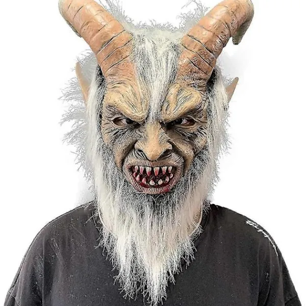 Lucifer Mask med Horn Läskig Djävul Krampus Masker Halloween Cosplay Kostym Rekvisita> Masker
