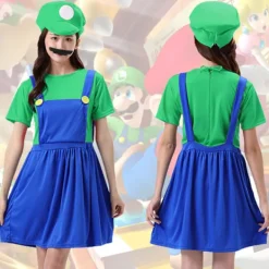 Luigi-kostymset, Luigi-kostym, Bros, Maskeraddräkt, Kvinnor, Män, Outfit för jul, karneval, maskerad Vuxen-kvinna-grön XL | Fyndiq><noscript><img width=