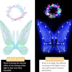 Älvvingar för vuxna med LED-hårband & trollstav för fester[YDE]><noscript><img width=