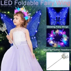 Älvvingar för vuxna med LED-hårband & trollstav för fester[YDE]><noscript><img width=