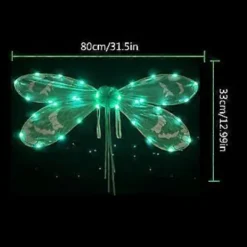 Lysande Cikadavings LED Trollsländvingar Älvvingar Glittriga Ängelvingar Halloween Kostymvinge för Maskeradfest Svart (Svart)><noscript><img width=