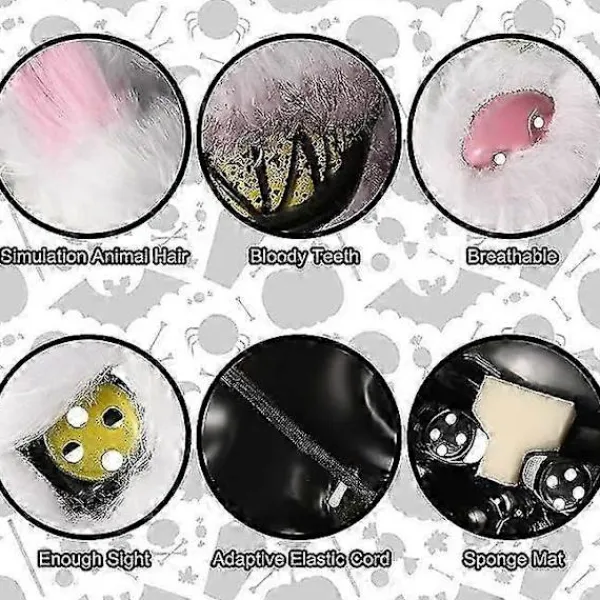 Lysande Halloweenmask Horror kaninmask Läskig Halloweenmask-2025> Masker